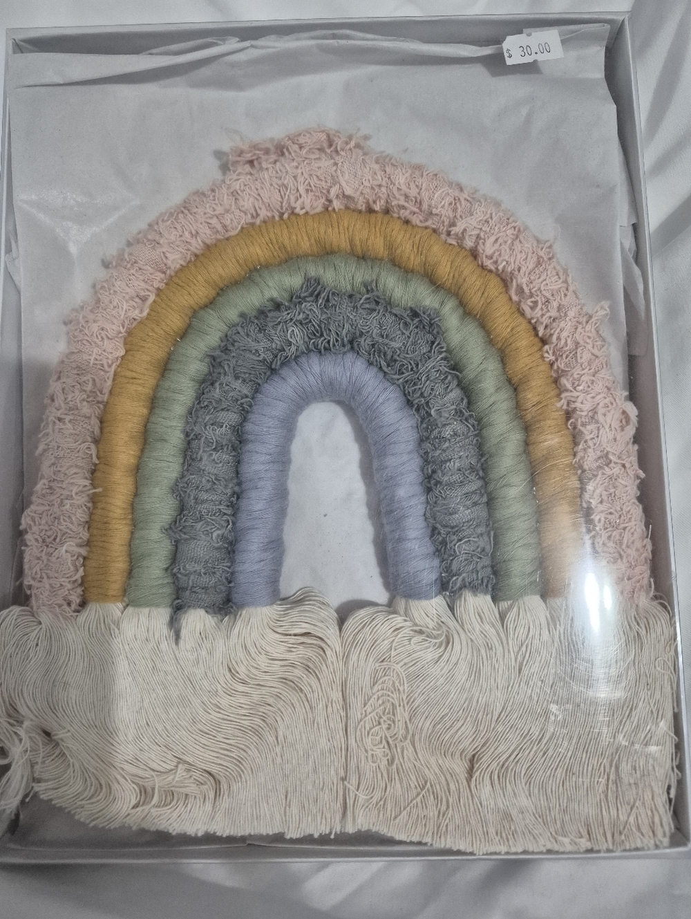 Hand Crafted Boho Macrame Rainbow 9"x8"